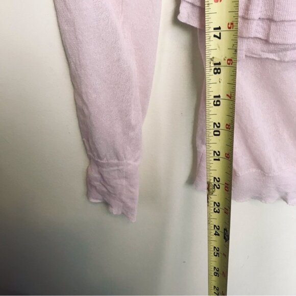 J.Crew Ruffle Cotton Cardigan Sweater Top Lightweight Knit Preppy V Semi Sheer M - Picture 15 of 16